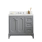 Water Creation QU36QZ01CG-000000000 QUEEN 36"W x 34"H Cashmere Gray Single-Sink Vanity with Carrara Quartz Countertop (Vanity Only)