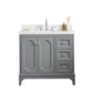 Water Creation QU36QZ01CG-000TL1201 QUEEN 36"W x 34"H Cashmere Gray Single-Sink Vanity with Carrara Quartz Countertop + Faucets (F2-0012-01-TL)