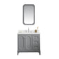 Water Creation QU36QZ01CG-Q21TL1201 QUEEN 36"W x 34"H Cashmere Gray Single-Sink Vanity with Carrara Quartz Countertop + Faucets & Mirror (F2-0012-01-TL)