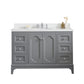 Water Creation QU48QZ01CG-000FX1301 QUEEN 48"W x 34"H Cashmere Gray Single-Sink Vanity with Carrara Quartz Countertop + Faucets (F2-0013)