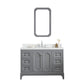 Water Creation QU48QZ01CG-Q21TL1201 QUEEN 48"W x 34"H Cashmere Gray Single-Sink Vanity with Carrara Quartz Countertop + Faucets & Mirror (F2-0012-01-TL)