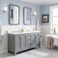 Water Creation QU60QZ01CG-000000000 QUEEN 60"W x 34"H Cashmere Gray Double-Sink Vanity with Carrara Quartz Countertop (Vanity Only)