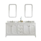 Water Creation QU72QZ05PW-Q21FX1305 QUEEN 72"W x 34"H Pure White Double-Sink Vanity with Carrara Quartz Countertop + Faucets & Mirror (F2-0013)