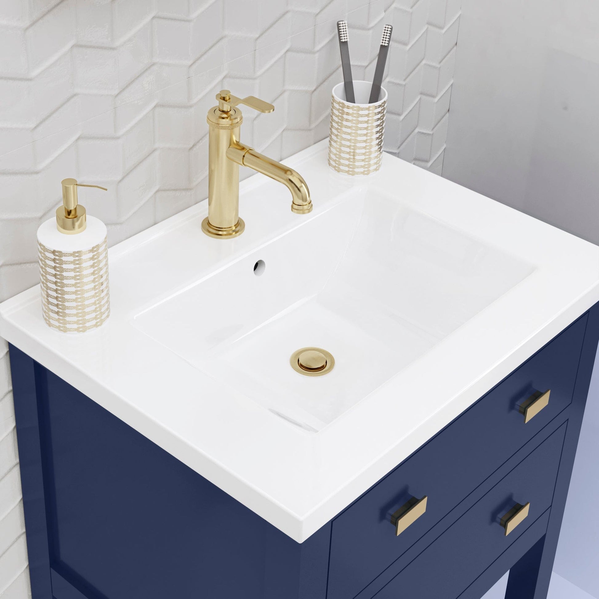 Water Creation VI24CR06MB-000NH0106 VIOLA 24"W x 34"H Monarch Blue Integrated Ceramic Sink Vanity + Modern Single Faucet