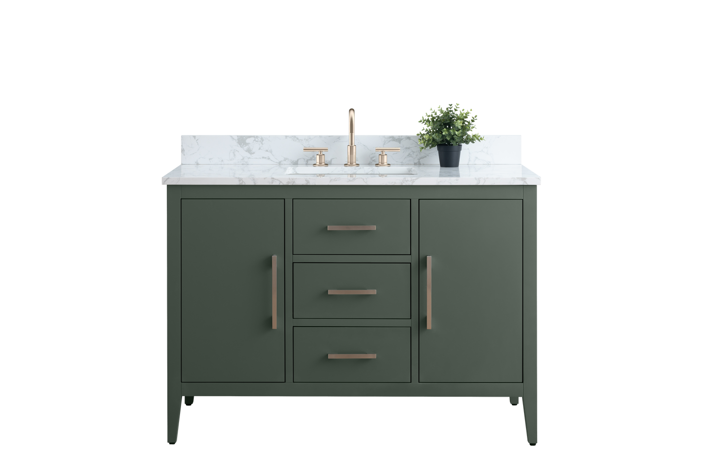 48 Inch Single Sink Bathroom Vanity in Vintage Green with Marble Countertop - Vanity Art VA9048-VG