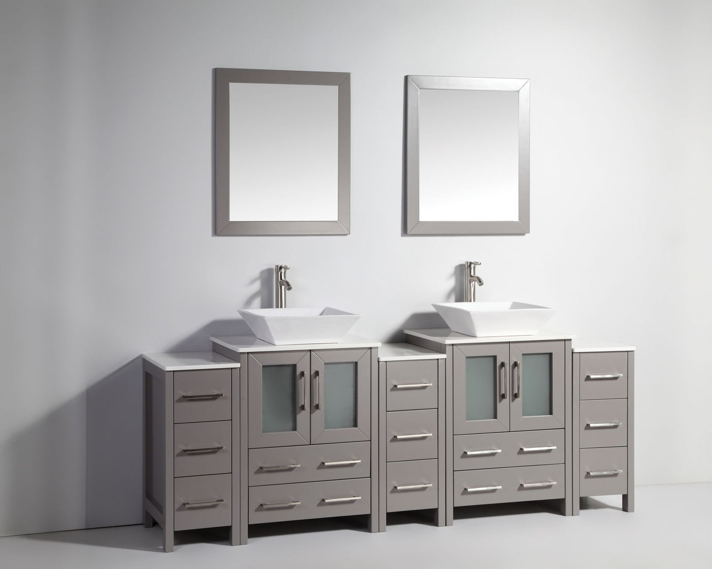 84 Inch Double Sink Bathroom Vanity in Gray with Marble Countertop - Vanity Art VA3124-84G