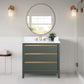 36 Inch Single Sink Bathroom Vanity in Vintage Green with Marble Countertop - Vanity Art VA8036-VG