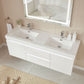 60 Inch LED Lighted Wall Hung Double Sink Bathroom Vanity in White with Resin Top - Vanity Art VA6060DWL