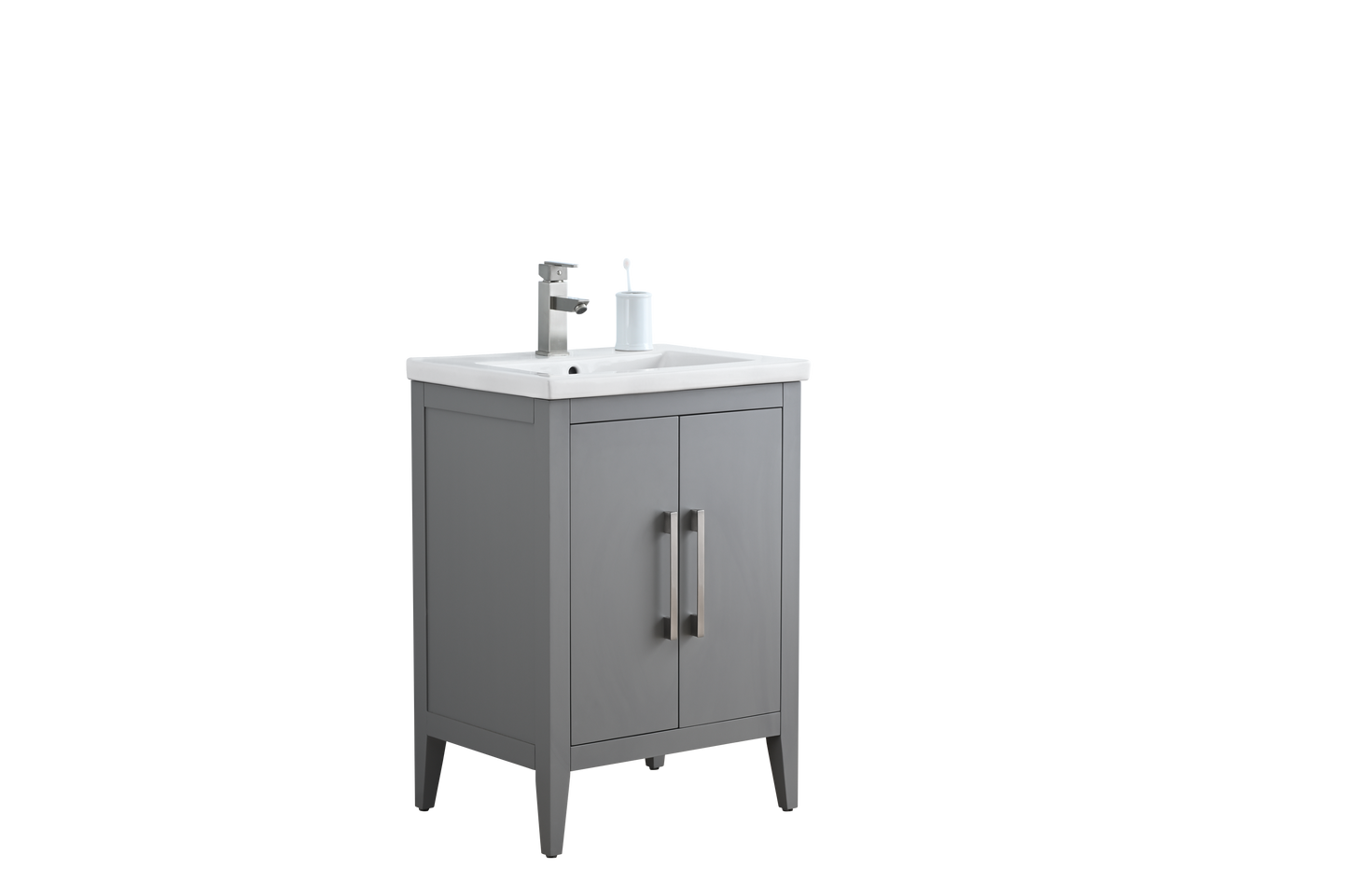 24 Inch Single Sink Bathroom Vanity in Cashmere Gray with Ceramic Top - Vanity Art VA9024-G