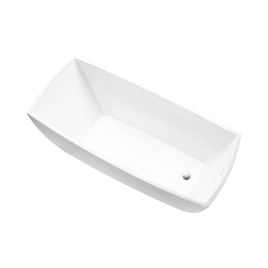 67 Inch Freestanding White Acrylic Bathtub with Overflow And Pop-Up Drain - Vanity Art VA6841-PC