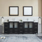 96 Inch Double Sink Bathroom Vanity in Espresso with Ceramic Countertop - Vanity Art VA3030-96E