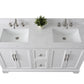 60 Inch Double Sink Bathroom Vanity in White with Marble Countertop & Backsplash - Vanity Art VA5060-DW