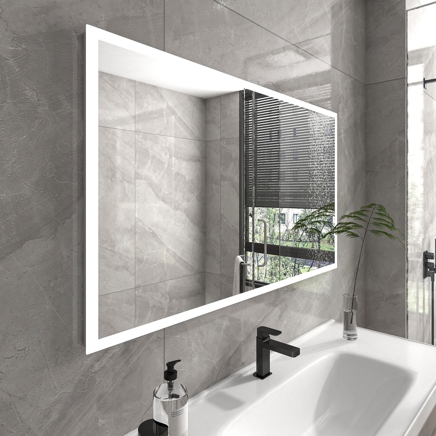 Rectangular 48 Inch x 27.5 Inch LED Bathroom Mirror with Touch Sensor - Vanity Art VA3D-48