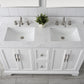 54 Inch Double Sink Bathroom Vanity in White with Marble Countertop & Backsplash - Vanity Art VA5054-W