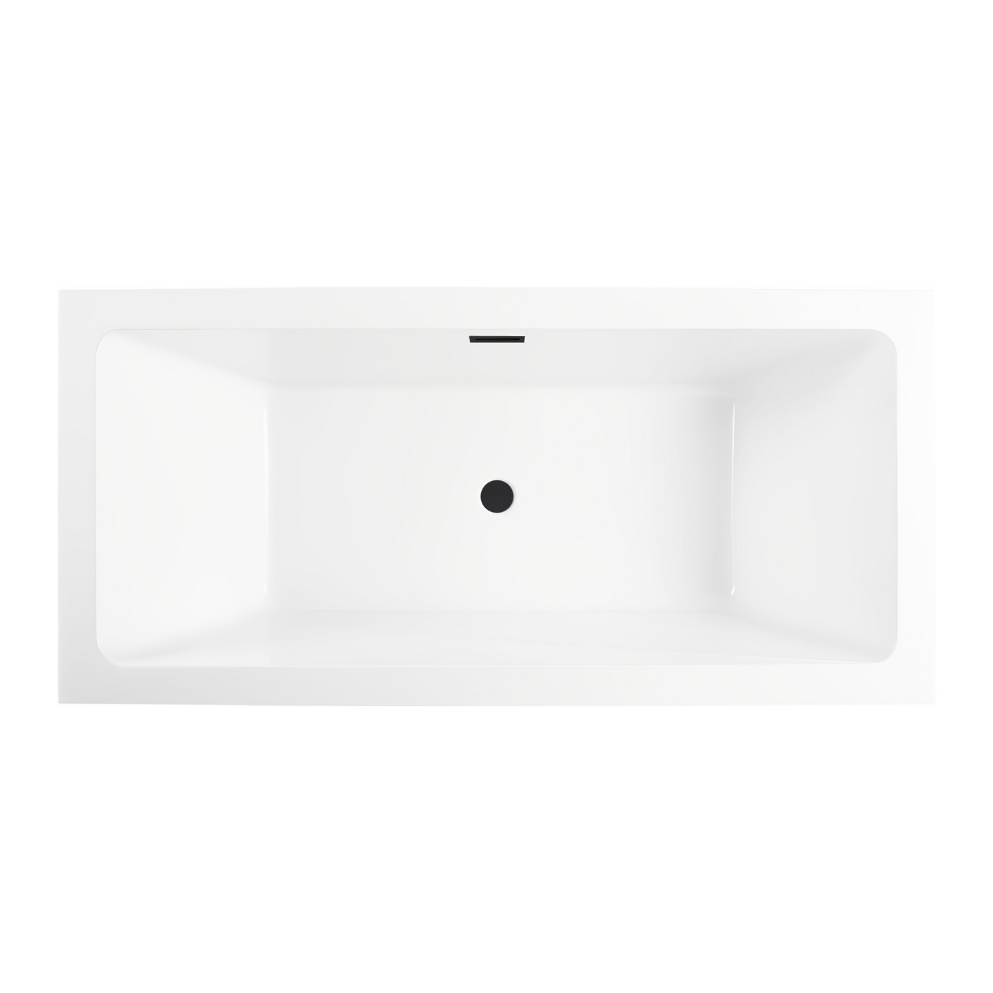 67 Inch Freestanding White Acrylic Bathtub with Overflow And Pop-Up Drain - Vanity Art VA6817-L-MB