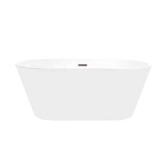 54 Inch Freestanding White Acrylic Bathtub with Overflow And Pop-Up Drain - Vanity Art VA6815-NXSW-BN