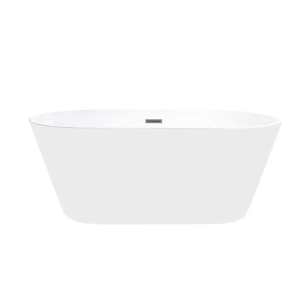 54 Inch Freestanding White Acrylic Bathtub with Overflow And Pop-Up Drain - Vanity Art VA6815-NXSW-BN