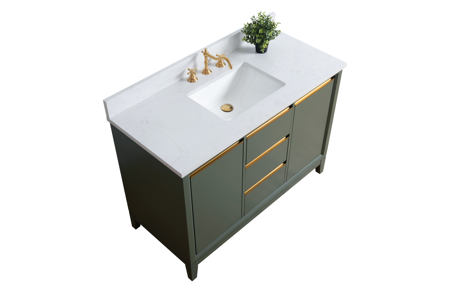 48 Inch Single Sink Bathroom Vanity in Vintage Green with Marble Countertop - Vanity Art VA8048-VG