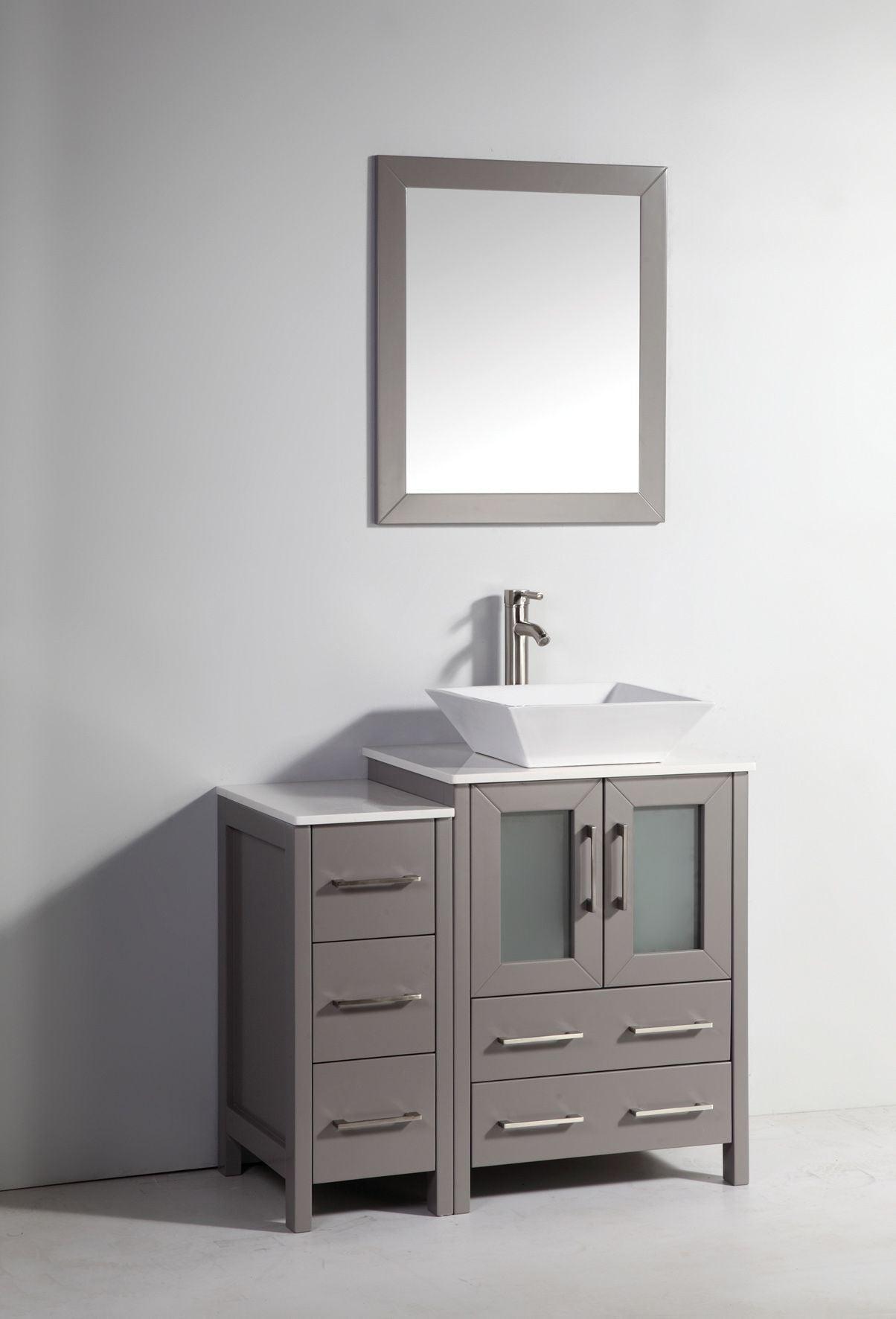 36 Inch Single Sink Bathroom Vanity in Gray with Marble Countertop - Vanity Art VA3124-36G