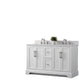 54 Inch Double Sink Bathroom Vanity in White with Marble Countertop & Backsplash - Vanity Art VA5054-W