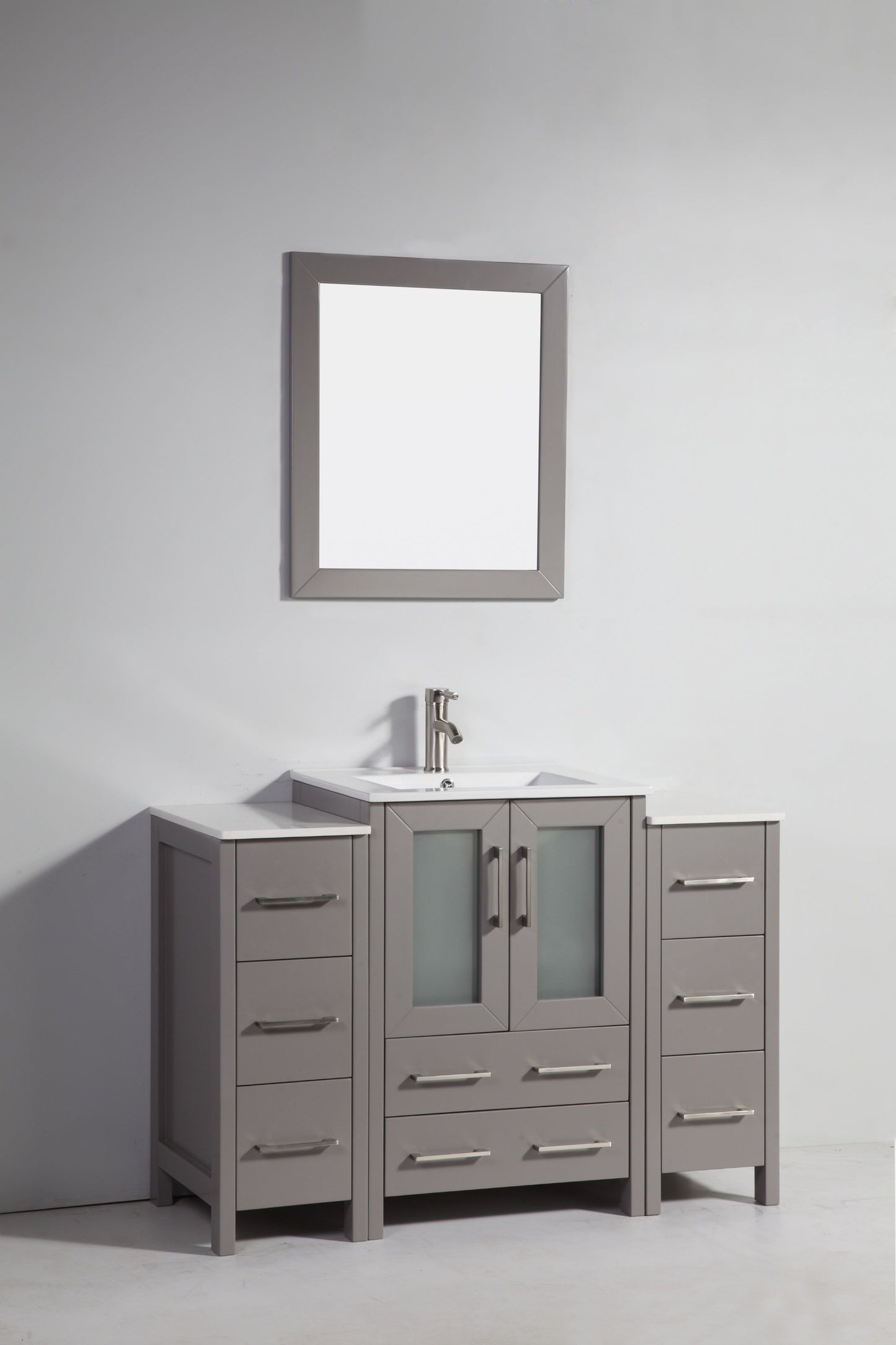 48 Inch Single Sink Bathroom Vanity in Gray with Ceramic Countertop - Vanity Art VA3024-48G