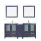 60 Inch Double Sink Bathroom Vanity in Blue with Ceramic Countertop - Vanity Art VA3024-60B