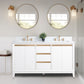 60 Inch Double Sink Bathroom Vanity in White with Marble Countertop - Vanity Art VA8060-DW