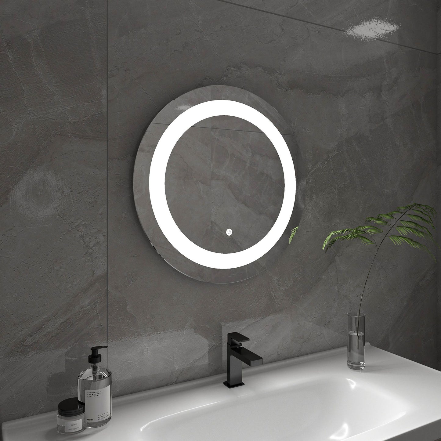 Round 23.5 Inch LED Bathroom Mirror with Touch Sensor - Vanity Art VAR16