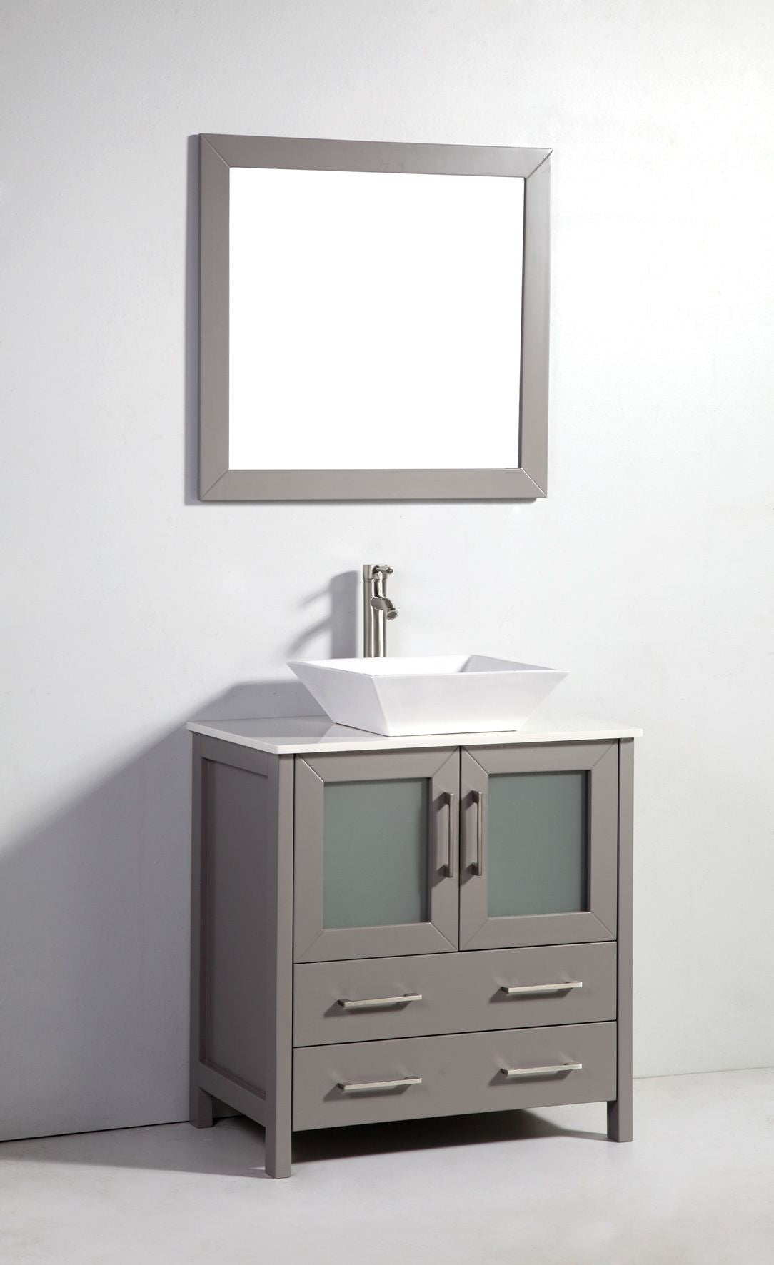 30 Inch Single Sink Bathroom Vanity in Gray with Marble Countertop - Vanity Art VA3130G