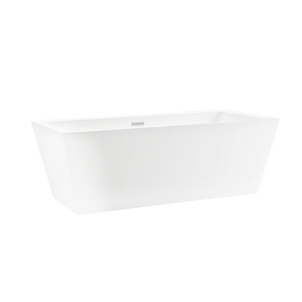 67 Inch Freestanding White Acrylic Bathtub with Overflow And Pop-Up Drain - Vanity Art VA6814-L-PW