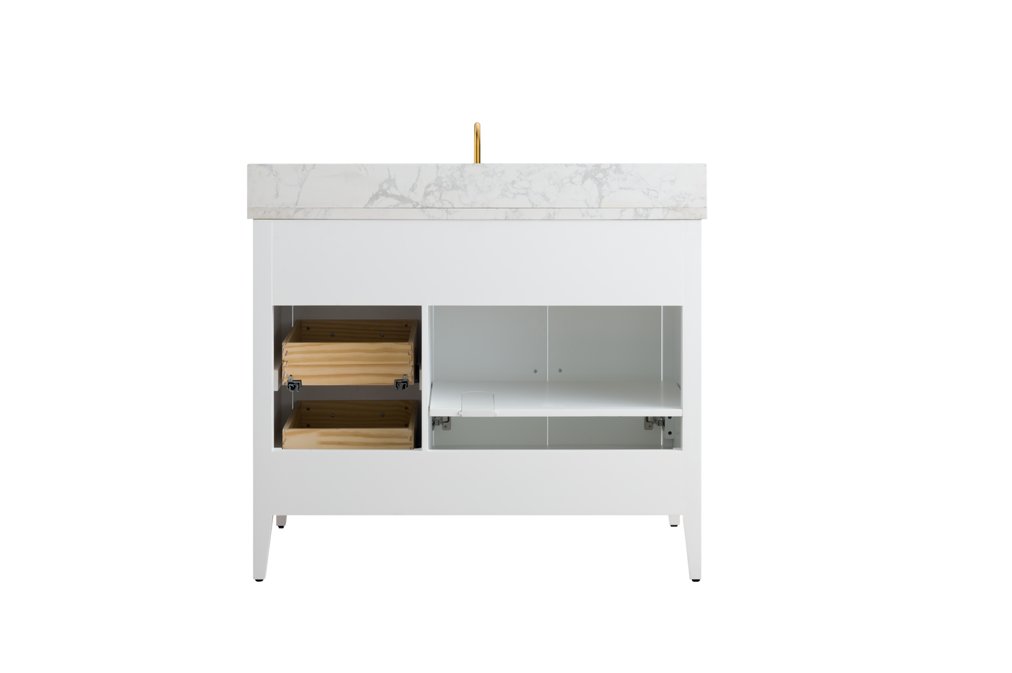 42 Inch Single Sink Bathroom Vanity in White with Marble Countertop - Vanity Art VA9042-W